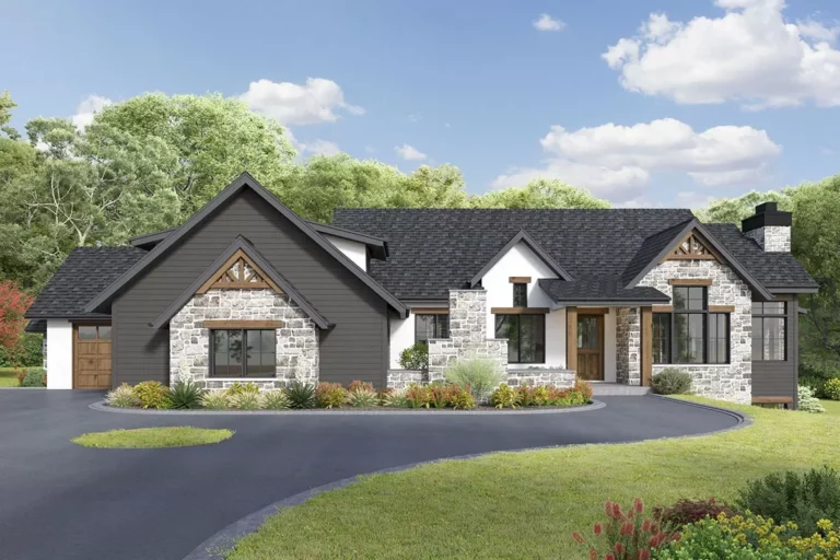 Luxurious New American-style Craftsman House Plan with Finished Lower Level (Floor Plan)
