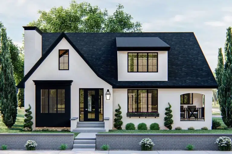 Modern Cottage House Plan with Cathedral Ceiling in Family Room (Floor Plan)