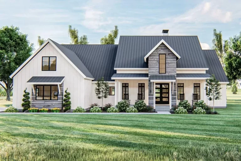 Modern Farmhouse Plan with Optional Lower Level Sport Court (Floor Plan)