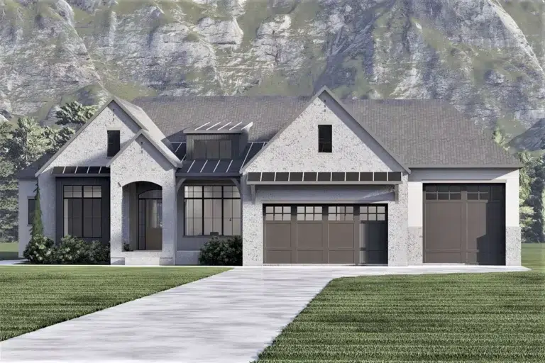 One-Story 2600 Square Foot Transitional Home Plan with Optional Lower Level Apartment (Floor Plan)