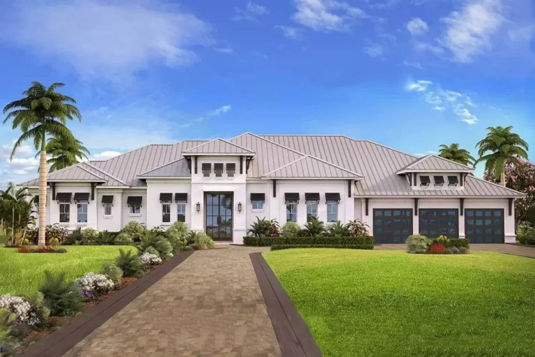 Stunning 4-Bed One-Story Coastal Contemporary Home Plan for the Indoor Outdoor Lifestyle (Floor Plan)
