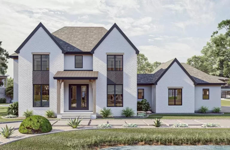 Transitional 2-Story Modern Cottage with Bedrooms and Laundry Upstairs (Floor Plan)