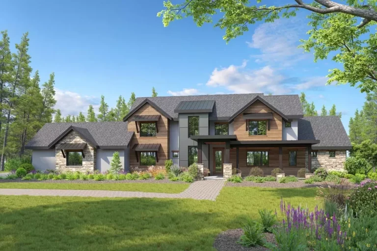 Transitional New American House Plan with Optional Walkout Basement and In-law Suite (Floor Plan)