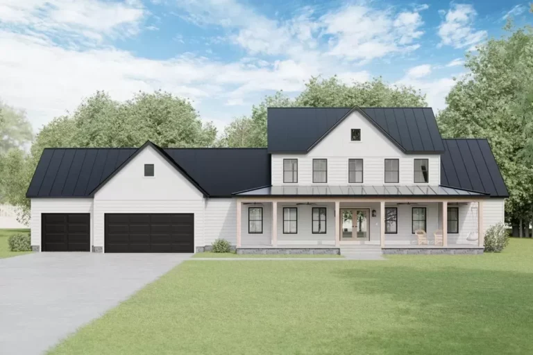 2-Story Modern Farmhouse Under 2400 Square Feet with Expansive Front Porch (Floor Plan)