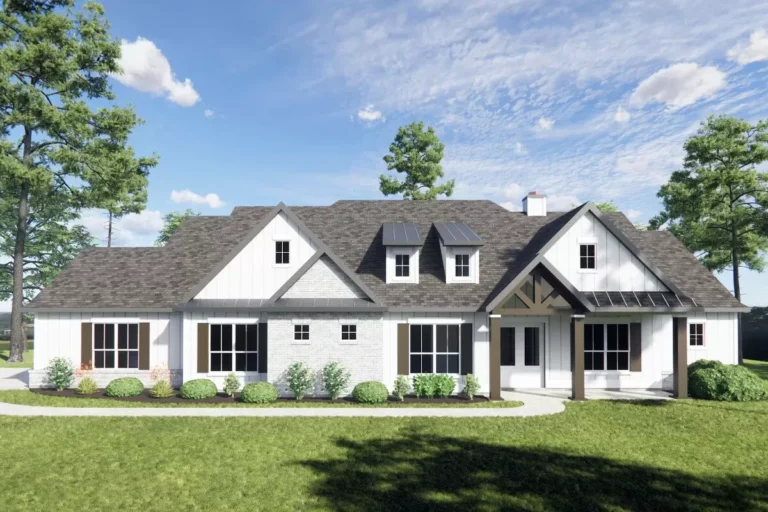 3-Bed Country Craftsman House Plan with Home Office Under 3000 Sq Ft (Floor Plan)