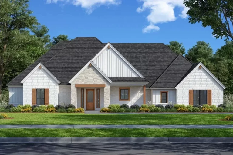 3-Bed Country Ranch House Plan with Home Office or Study – 2688 Sq Ft (Floor Plan)