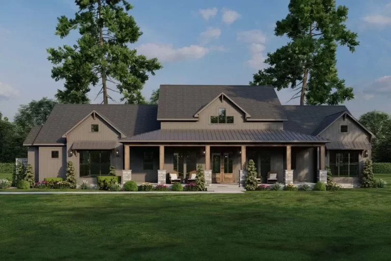 3-Bed Farmhouse Plan with 3-Car Garage and Bonus Level Above – 2564 Sq Ft (Floor Plan)