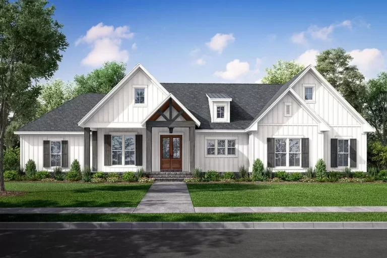 3-Bed Modern Farmhouse Plan with Vaulted Master Bedroom (Floor Plan)