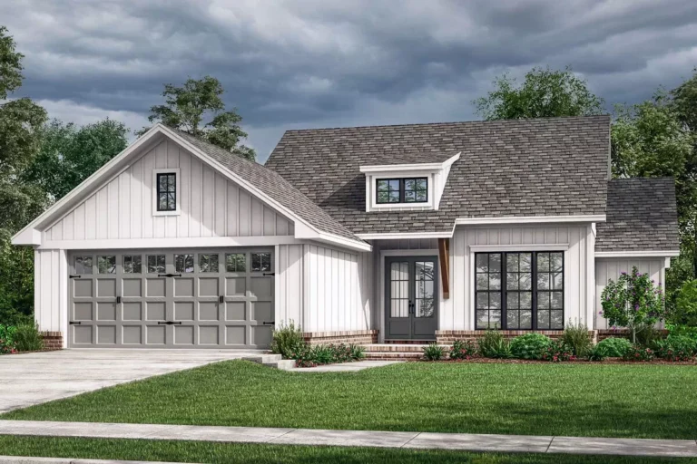 3-Bed New American Farmhouse Plan Under 1,500 Square Feet (Floor Plan)