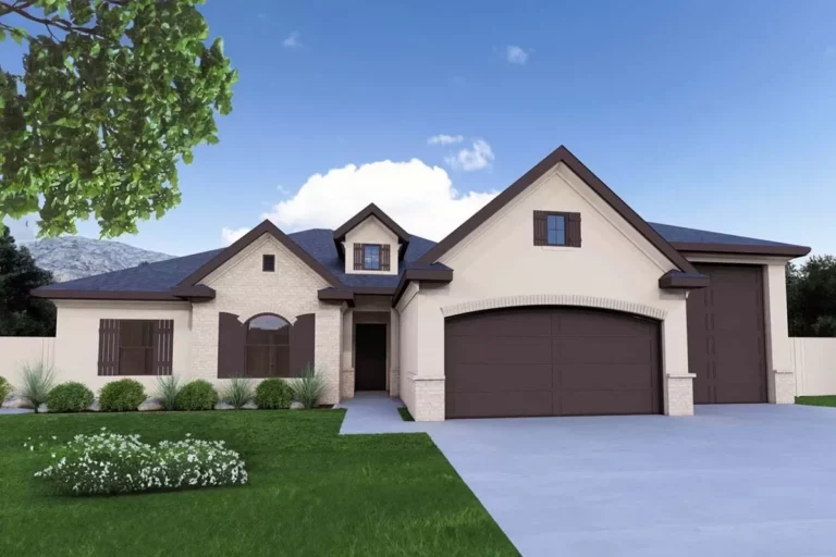 3 Bed Traditional Home Plan with Clustered Beds and RV Garage Under 2400 Sq Ft (Floor Plan)