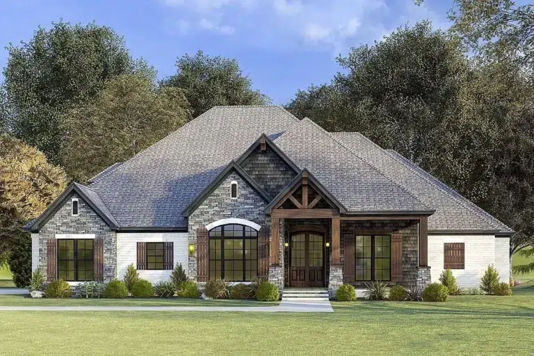 4-Bed Country House Plan with Vaulted Ceiling and Bonus Room – 2537 Sq Ft (Floor Plan)