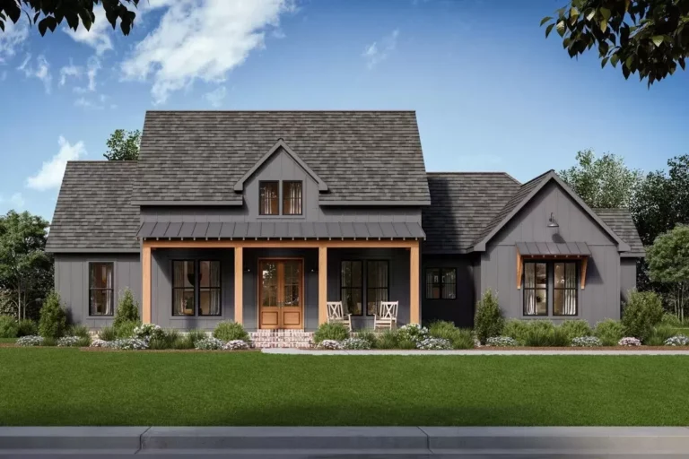 4-Bed Modern Farmhouse Plan with Split Bedroom Floor Plan (Floor Plan)