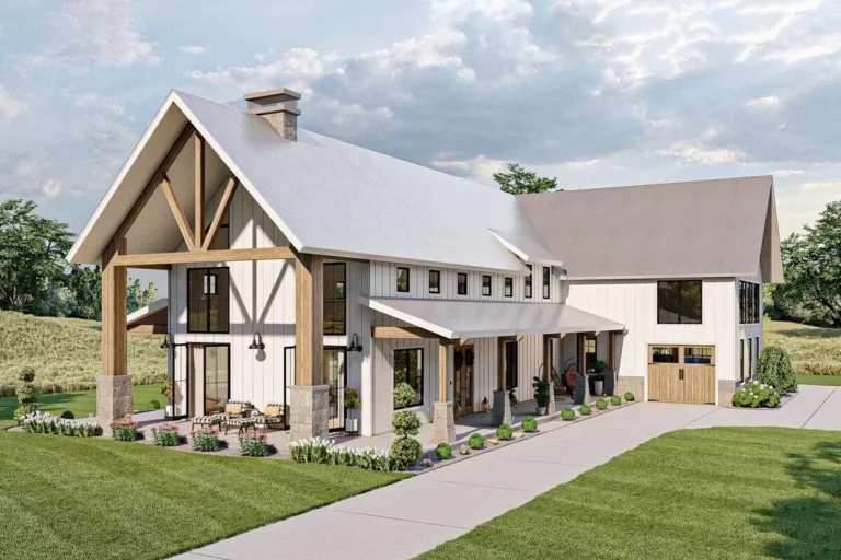 4-Bedroom Modern Farmhouse Barndominium with Large Bonus Room over Garage (Floor Plan)