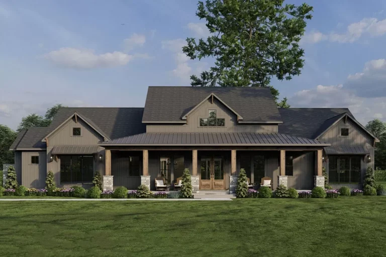 Balanced Farmhouse Plan with 3-Car Garage – 2481 Sq Ft (Floor Plan)