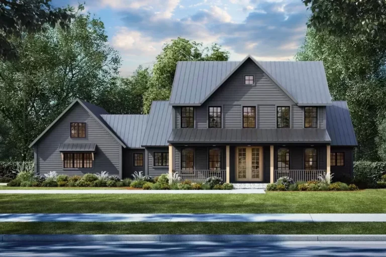 Center-Gabled Farmhouse Plan Under 2400 Square Feet (Floor Plan)