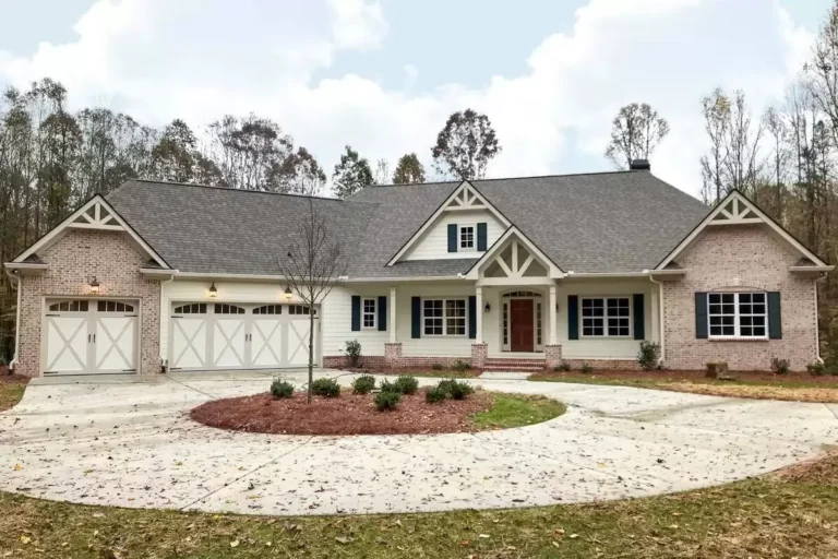 Country Craftsman House Plan with Private Master Suite (Floor Plan)