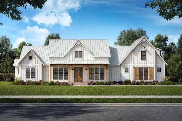 Downsized 4-Bed Modern Farmhouse Plan Under 3000 Square Feet (Floor Plan)