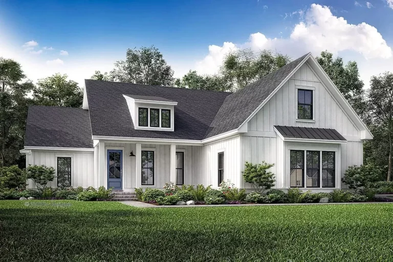 Exclusive Split-Bed Cottage House Plan with Shed Dormer (Floor Plan)