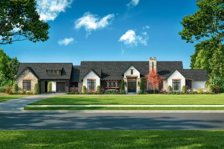 Modern Farmhouse House Plan for a Very Wide Lot – 3365 Sq Ft (Floor Plan)