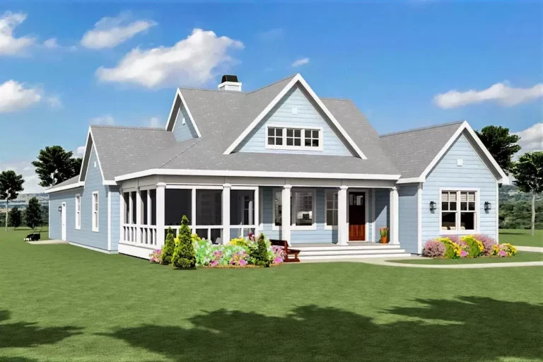 Modern Farmhouse Plan with Attached Garage In Back (Floor Plan)