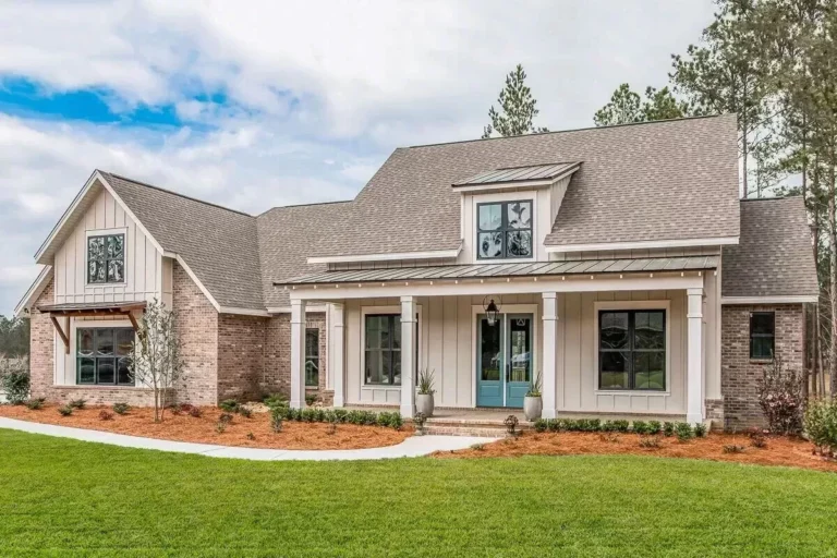 Modern Farmhouse Plan with Brick and Board and Batten Exterior (Floor Plan)