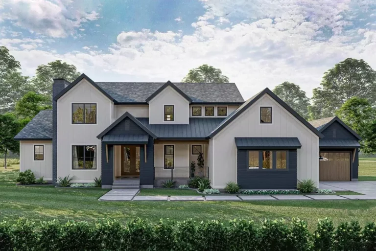 Modern Farmhouse Plan with Second Floor Walkway Overlook – 3263 Sq Ft (Floor Plan)