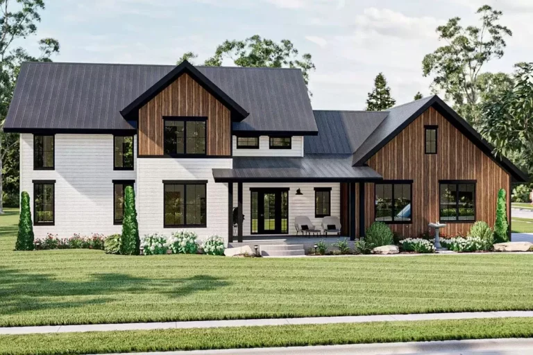 Modern Farmhouse with Main Floor Home Office and Upstairs Loft (Floor Plan)