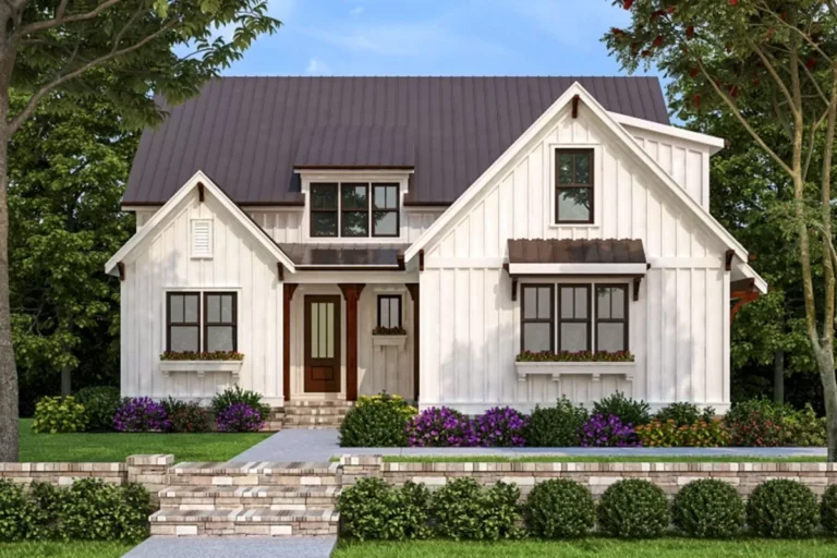 New American House Plan with Flex and Beamed Family Room – 2311 Sq Ft (Floor Plan)