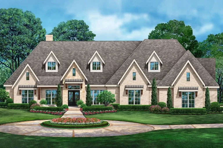 One-level Hill Country Home Plan with Laundry in Owner's Closet (Floor Plan)