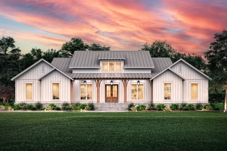 Three Bed Modern Farmhouse with Master Bedroom Screened Porch (Floor Plan)