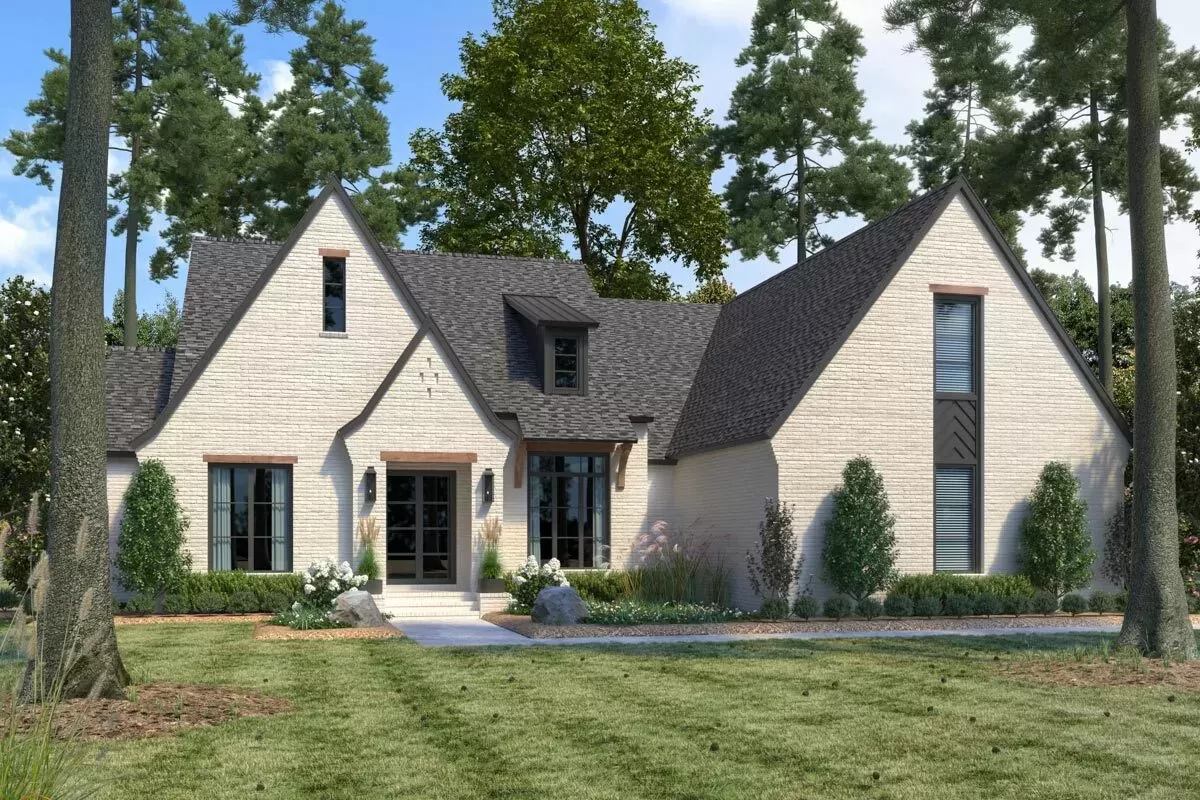 Transitional Split Spaces Transitional Home Plan with Split-Bed Layout and Bonus Room (Floor Plan ...