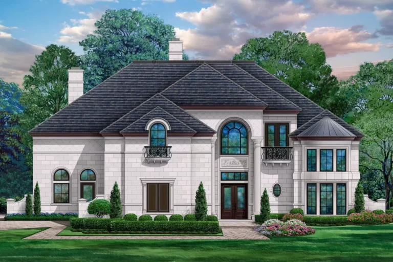 2-Story European Home Plan with Media Room and Library – 9528 Sq Ft (Floor Plan)