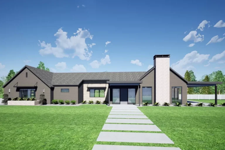 4-Bed Contemporary-Style Ranch with Large Outdoor Patio and 3-Car Garage – 3273 Sq Ft (Floor Plan)