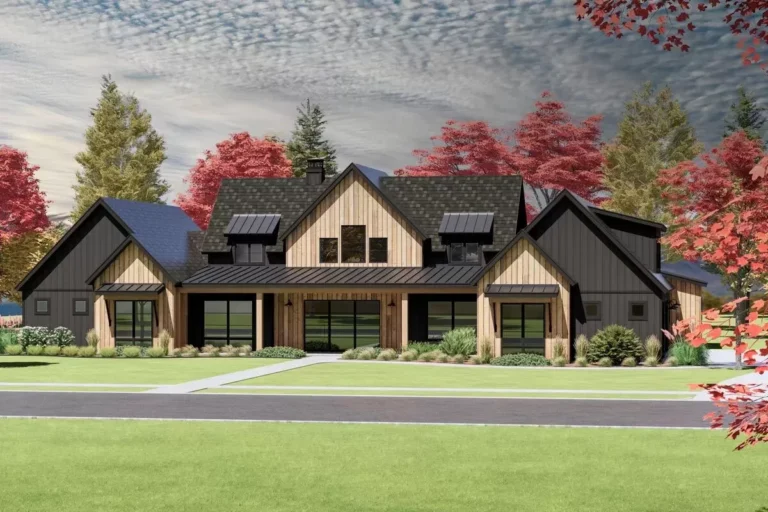 4-Bed Modern Farmhouse Plan with Bonus Room – 3718 Square Feet (Floor Plan)