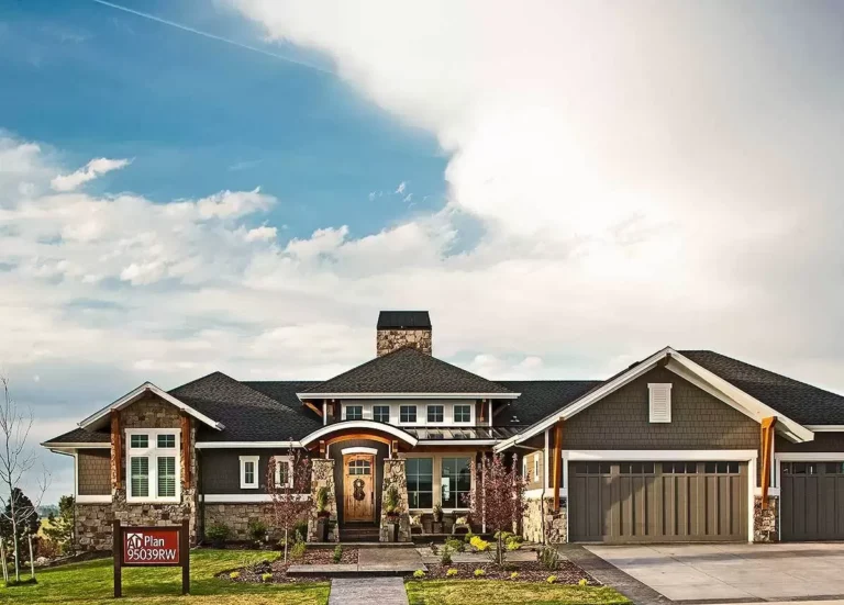 Craftsman House Plan with Striking Entry Porch (Floor Plan)