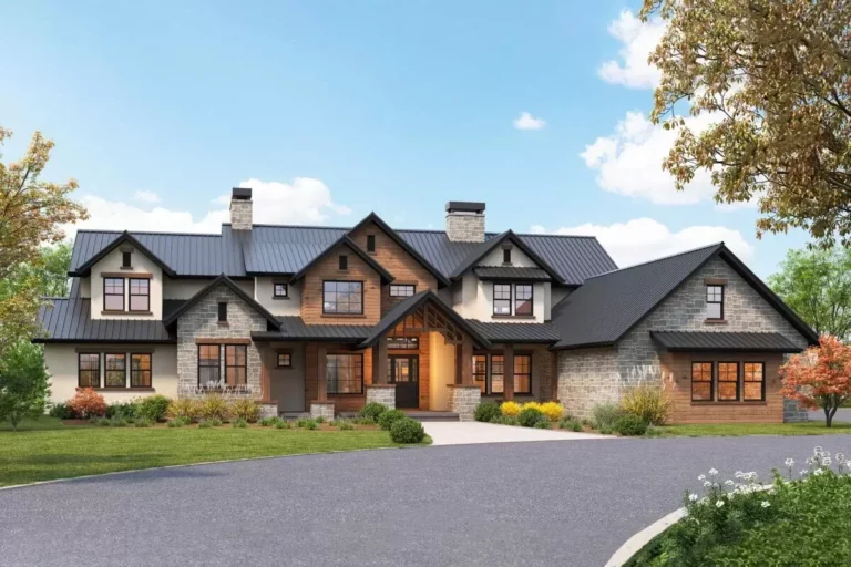 Luxury Mountain Craftsman Plan with Guest Wing (Floor Plan)
