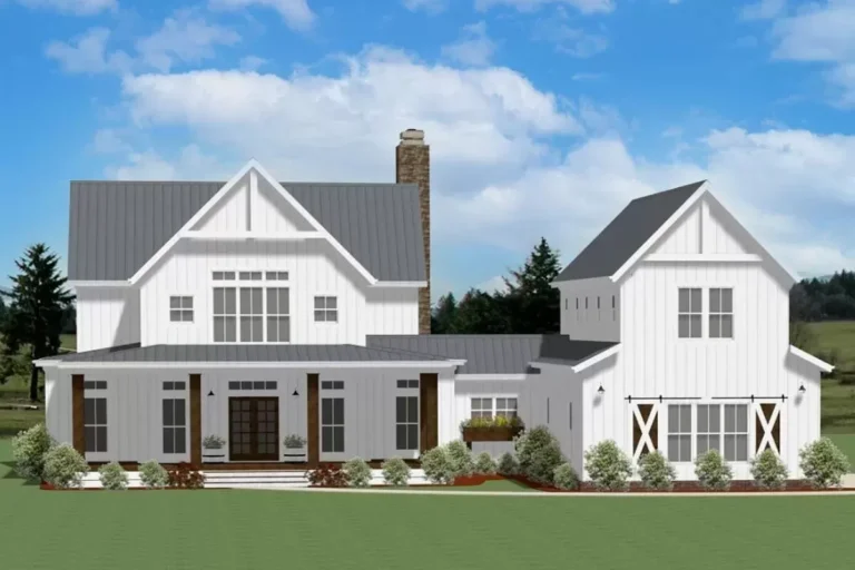 Modern Farmhouse with Barndominium Garage (Floor Plan)