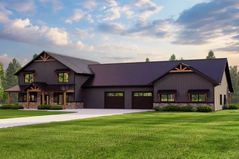 Multi-Generational Barndo-Style House Plan with Massive Connecting Garage Shop (Floor Plan)