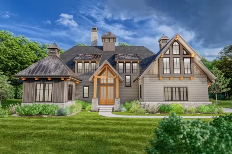 Rustic Craftsman Plan with Upstairs Home Office and Media Room – 4786 Sq Ft (Floor Plan)
