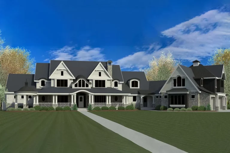 Stunning Modern Farmhouse Plan with Bonus Room over 4-Car Garage (Floor Plan)