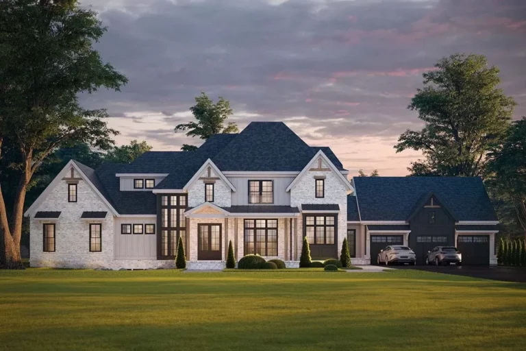 Transitional 2-Story House Plan with 3-Car Garage – 4380 Sq Ft (Floor Plan)
