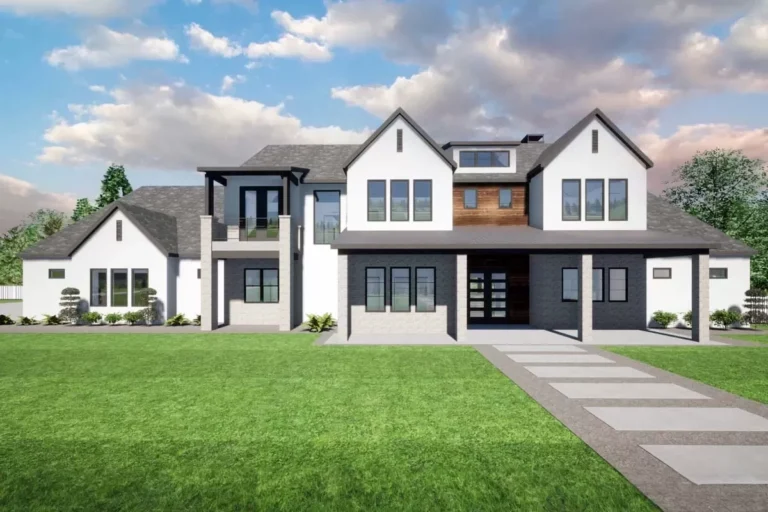 Two Story Contemporary Home Plan with Oversized Bonus Room and Workout Room- 4883 Sq Ft (Floor Plan)