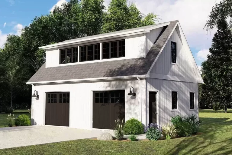 2-Car New American Garage Plan with Flexible Loft Upstairs (Floor Plan)