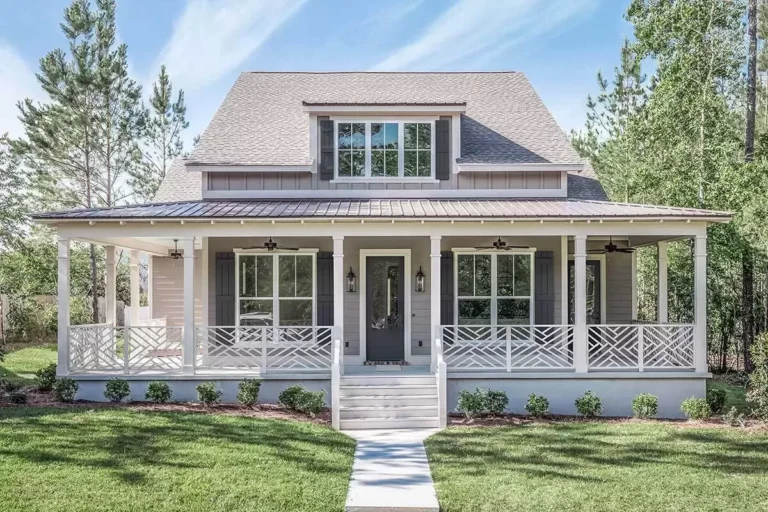 3-Bedroom Modern Farmhouse with Wraparound Porch and a Home Office (Floor Plan)