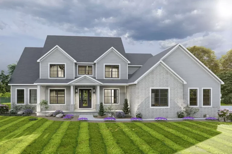 4350 Square Foot Farmhouse Plan with 4 Bedrooms and an Upstairs Game Room (Floor Plan)