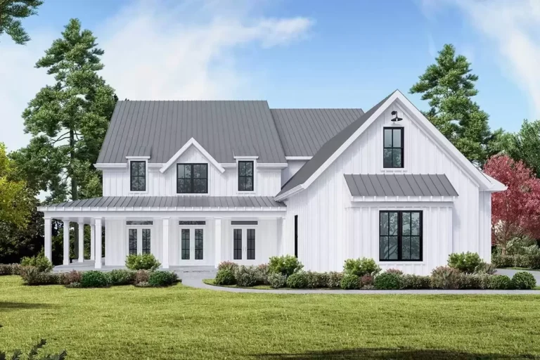 Country Farmhouse Plan with Wraparound Porch and Grand Master Suite (Floor Plan)