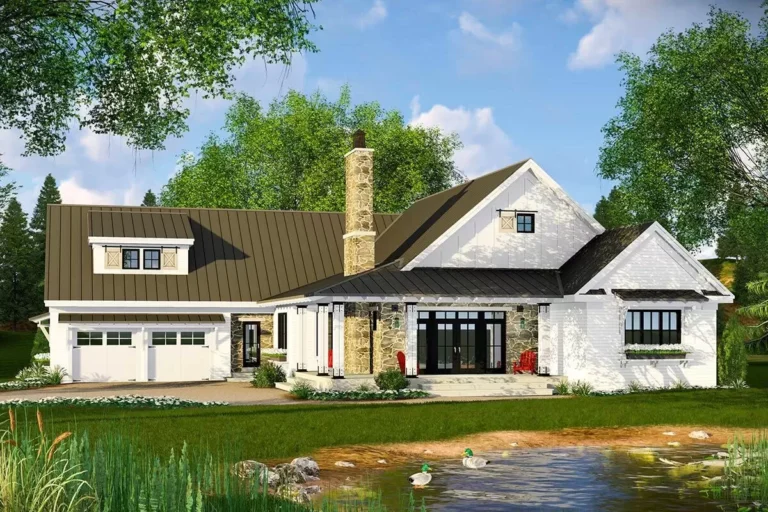 Modern 3-Bed Farmhouse with Vaulted Open Concept Interior (Floor Plan)
