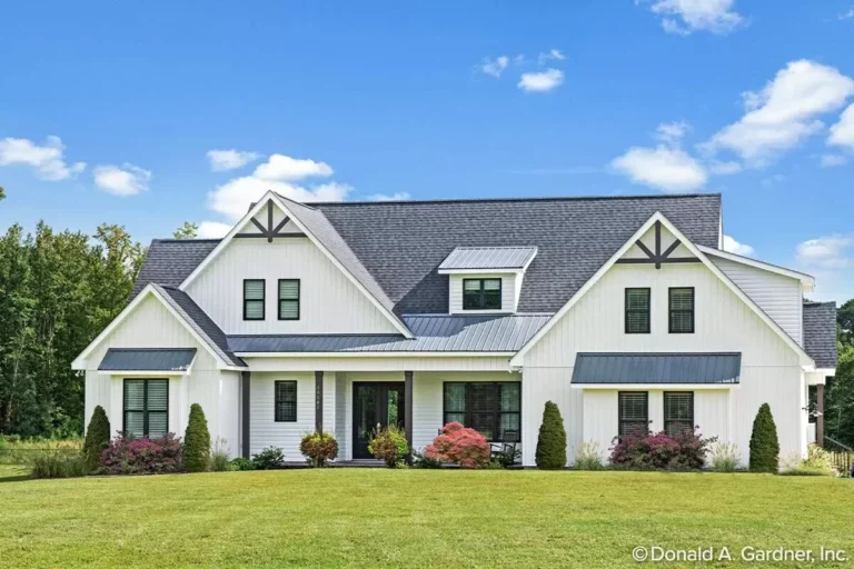 Modern Farmhouse Ranch Home Plan with Screened Porch and Bonus Room (Floor Plan)