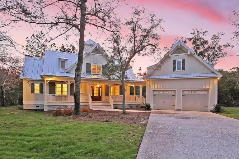 Modern Farmhouse with Cupola-lit Upstairs Loft and an Angled 2-Car Garage (Floor Plan)