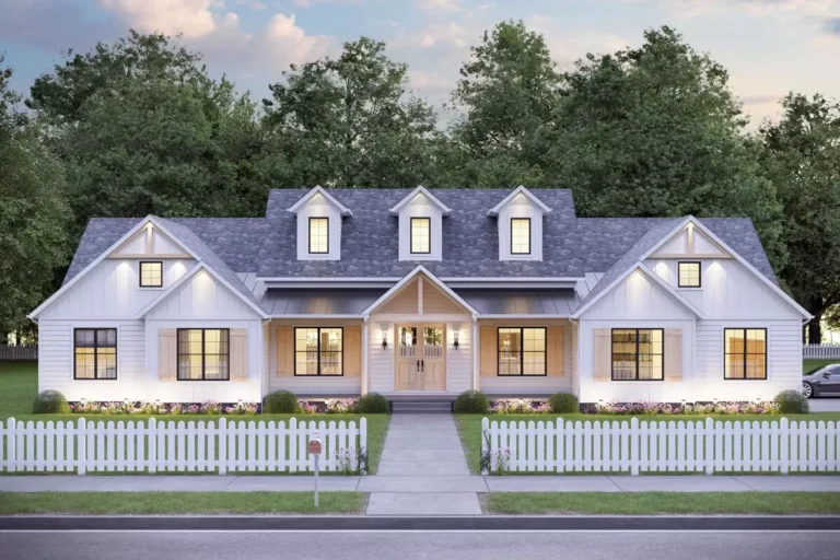 4-Bed Modern Farmhouse House Plan with Home Office – 3345 Sq Ft (Floor Plan)